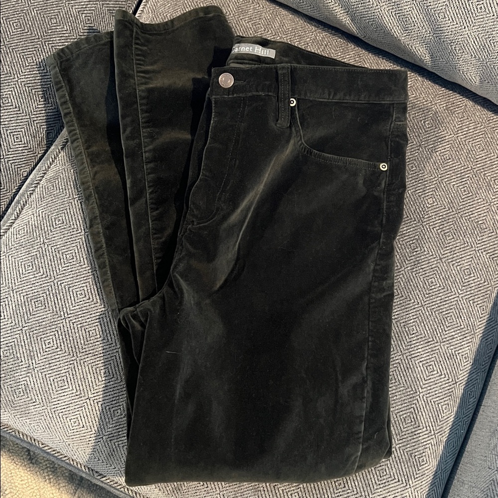 Garnet Hill Dark Olive Velvet Pants